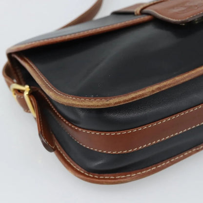 Celine Flap Shoulder Leather, Black, Leather, Shoulder Bag
