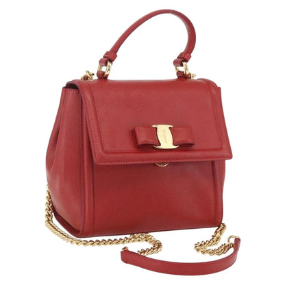 Salvatore Ferragamo Carrie Vara Saffiano Leather, Red, Leather, Shoulder Bag