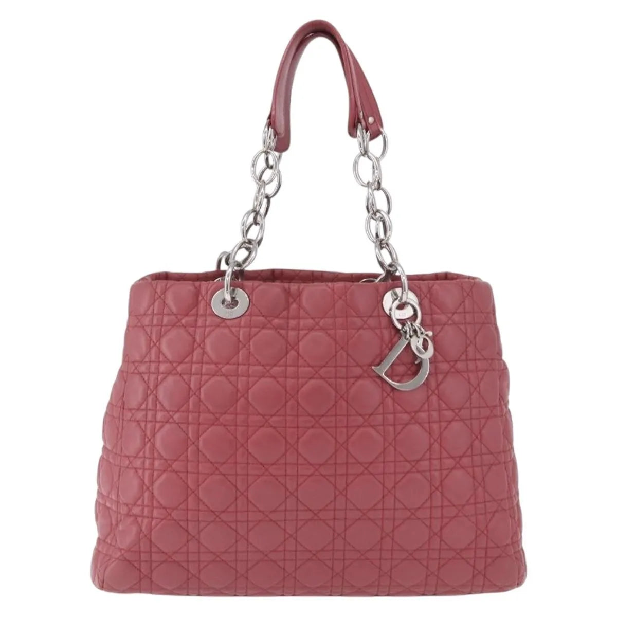 Christian Dior Soft Chain Tote Cannage Quilt Lambskin, Pink, Leather, Handbag