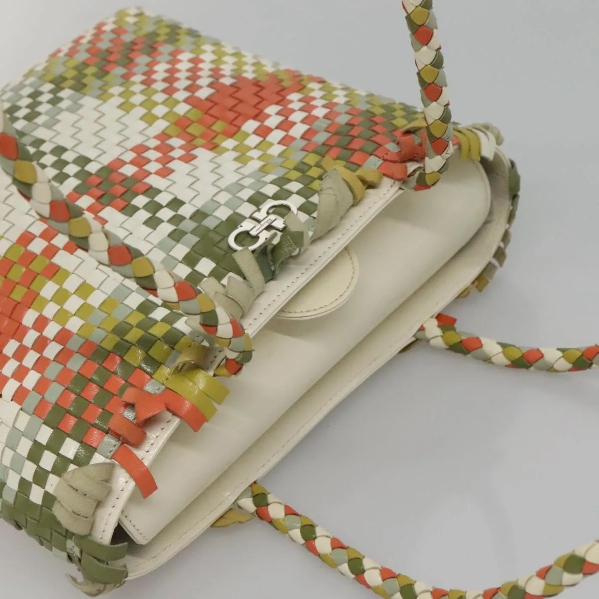Salvatore Ferragamo Gancini Leather, Green, Leather, Shoulder Bag