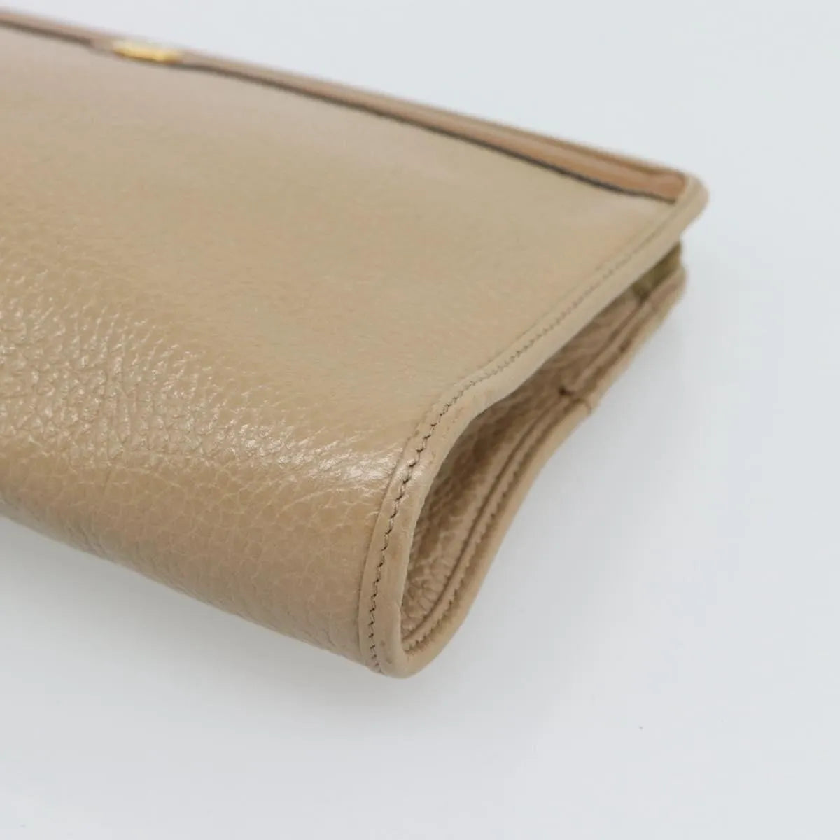Christian Dior Vintage Zip Pochette Leather, Beige, Leather, Clutch