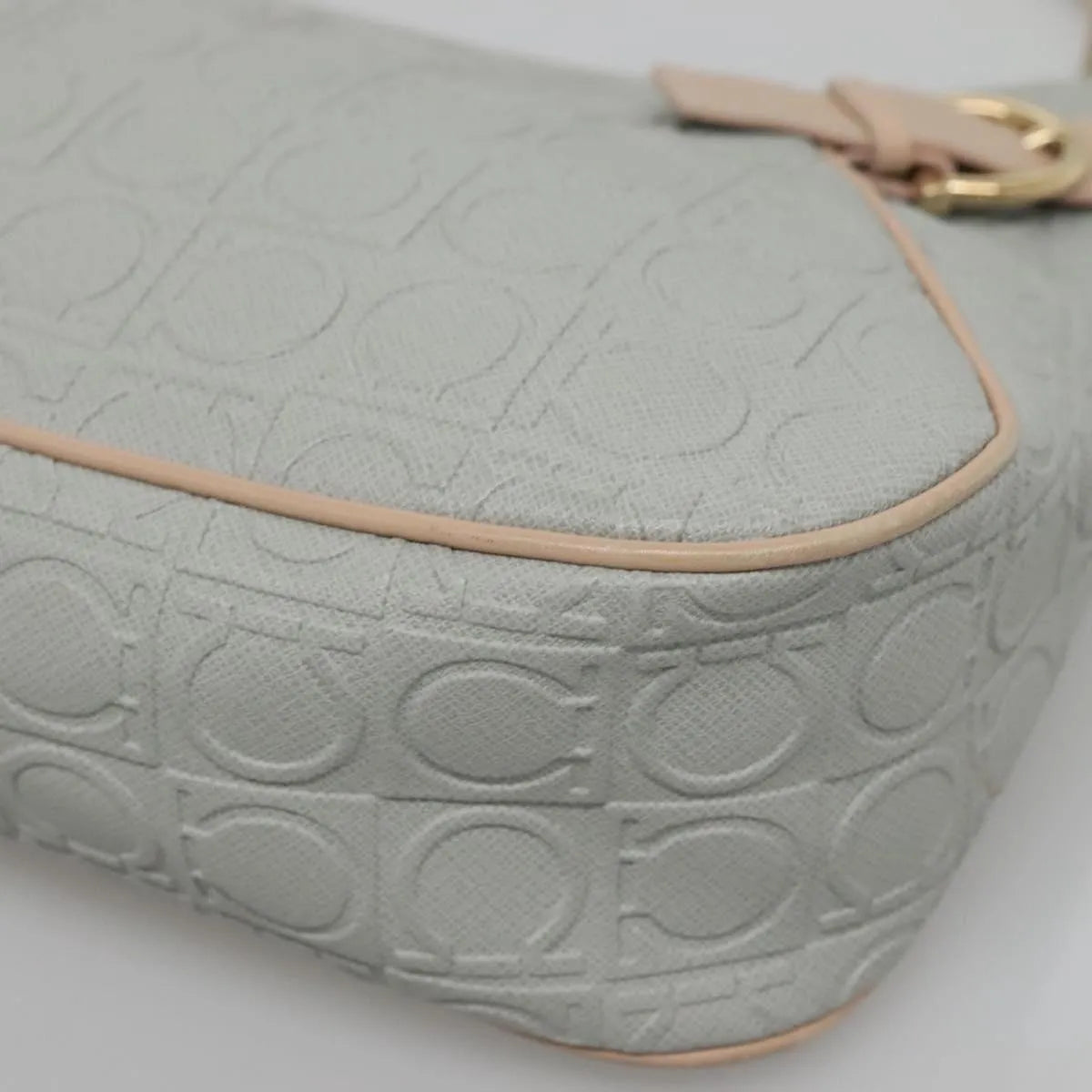 Salvatore Ferragamo Gancini Leather, Gray, Leather, Shoulder Bag