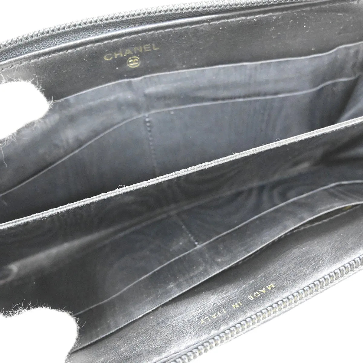Chanel Portefeuille long CC logo calfskin leather, Black, Leather, Wallet