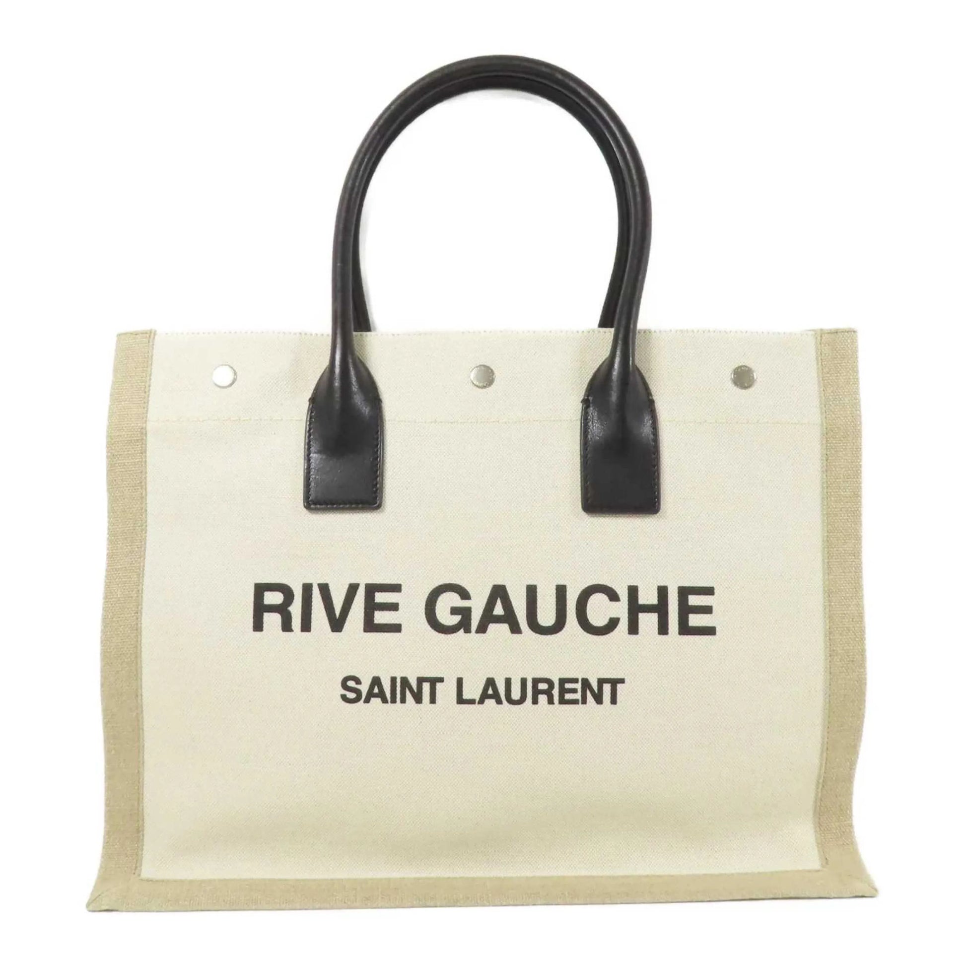 Saint Laurent Rive Gauche Felt and leather, Beige, Canvas, Tote Bag