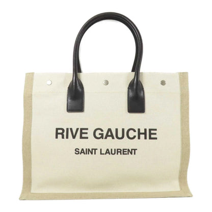 Saint Laurent Rive Gauche Felt and leather, Beige, Canvas, Tote Bag