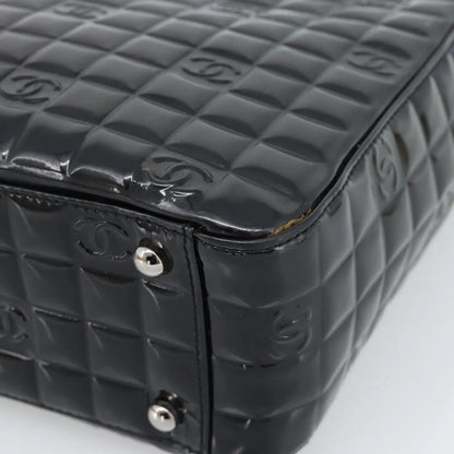 Chanel Chocolate Bar CC Tote Quilted Patent, Black, Patent Leather, Tote Bag