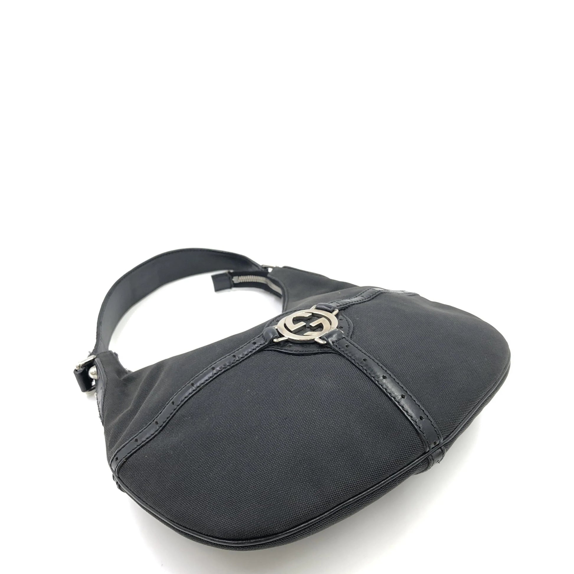 Gucci Reins Web Hobo Canvas, Black, Canvas, Handbag