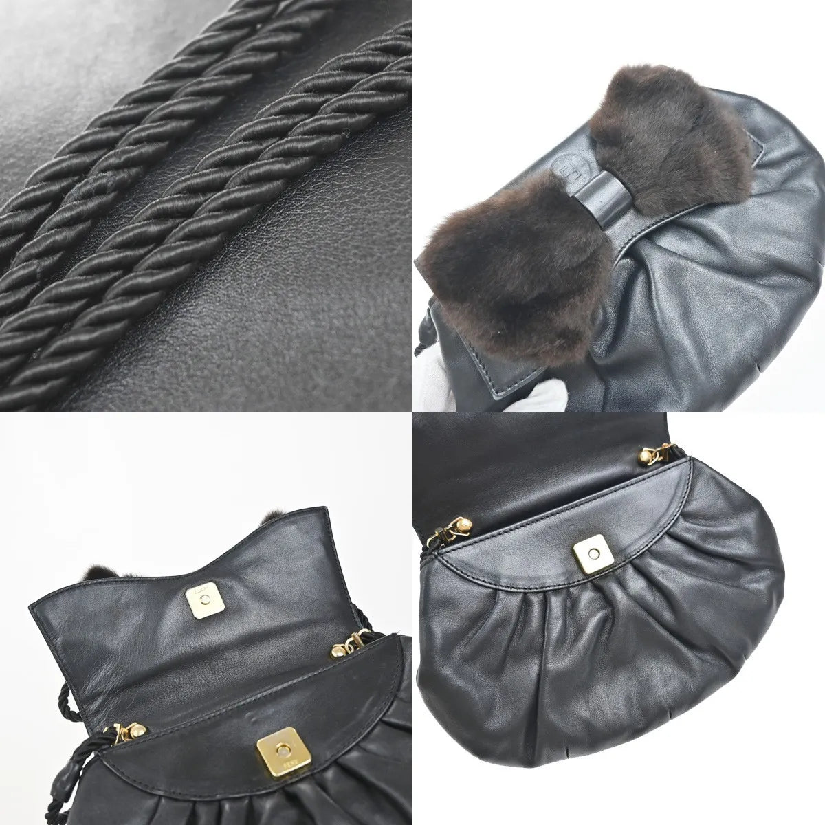 Fendi Vintage shoulderbag Leather, Black, Leather, Shoulder Bag
