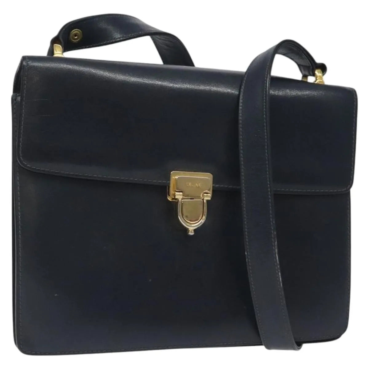 Celine Vintage Leather, Navy, Leather, Shoulder Bag
