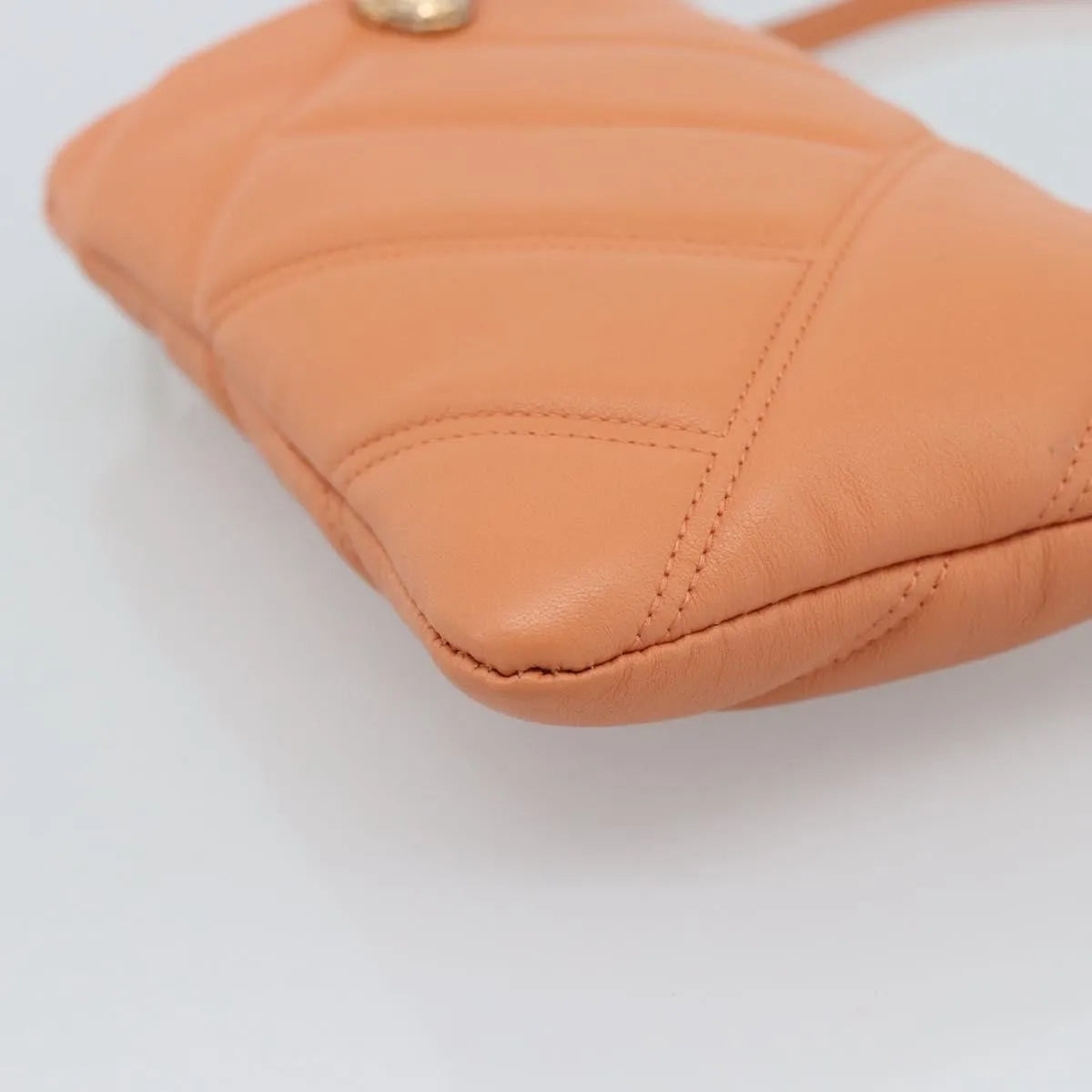 Bvlgari Serpenti Cabochon Phone Holder on Chain Diagonal Quilted Leather, Orange, Leather, Clutch