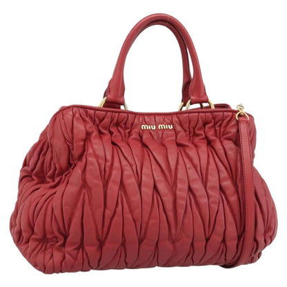 Miu Miu Matelassé Nappa Leather Top Handle Bag Leather, Red, Leather, Shoulder Bag