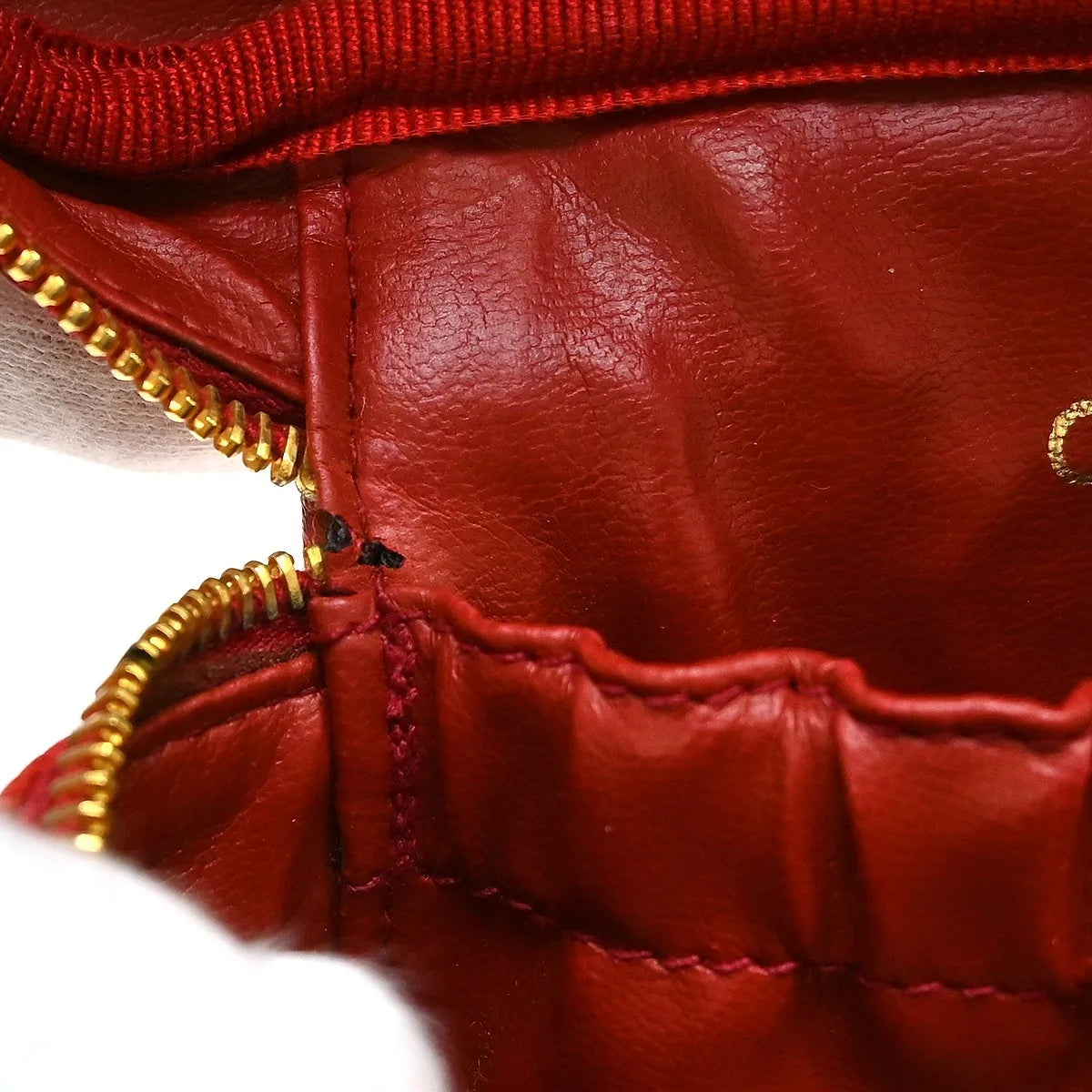 Chanel Vintage Timeless Cosmetic Case Caviar, Red, Leather, Handbag