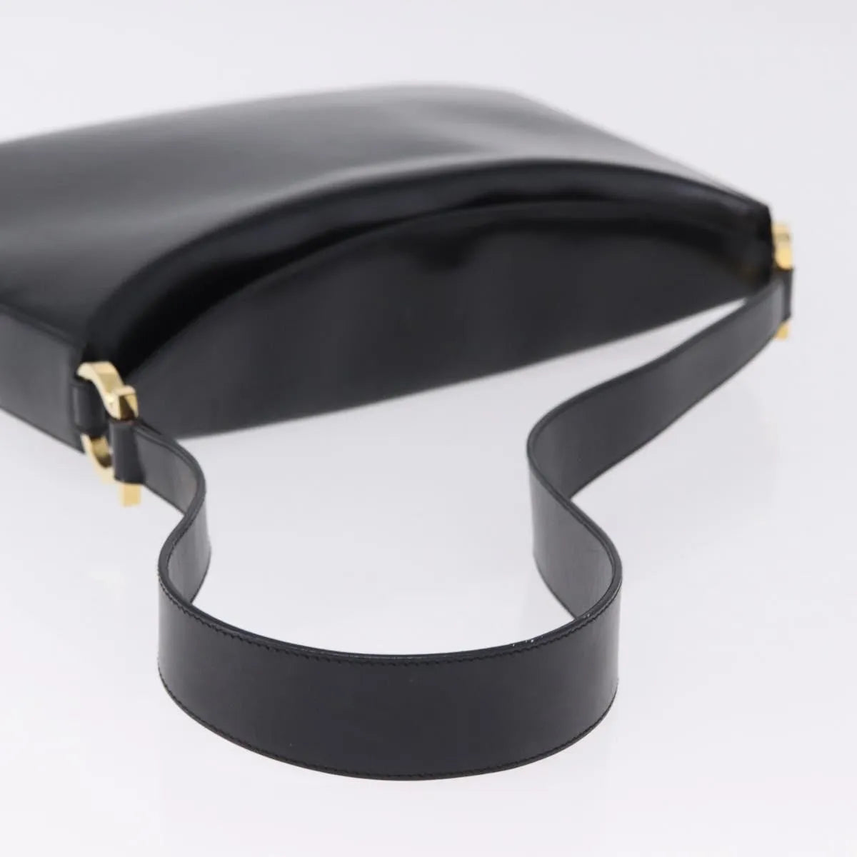 Salvatore Ferragamo Gancini Leather, Black, Leather, Shoulder Bag
