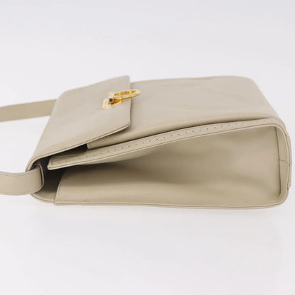 Salvatore Ferragamo Gancini Leather, Beige, Leather, Shoulder Bag