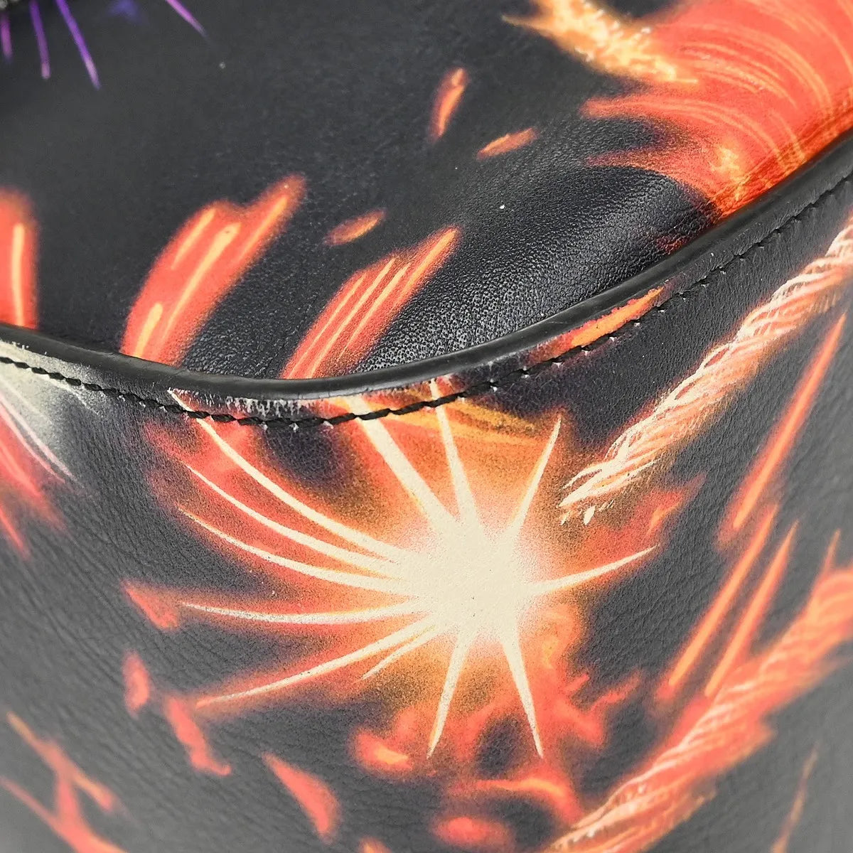 Loewe Hammock Printed Leather, Black, Leather, Handbag