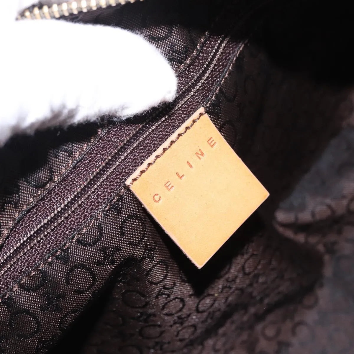Celine C Macadam Suede and Leather, Green, Suede, Handbag