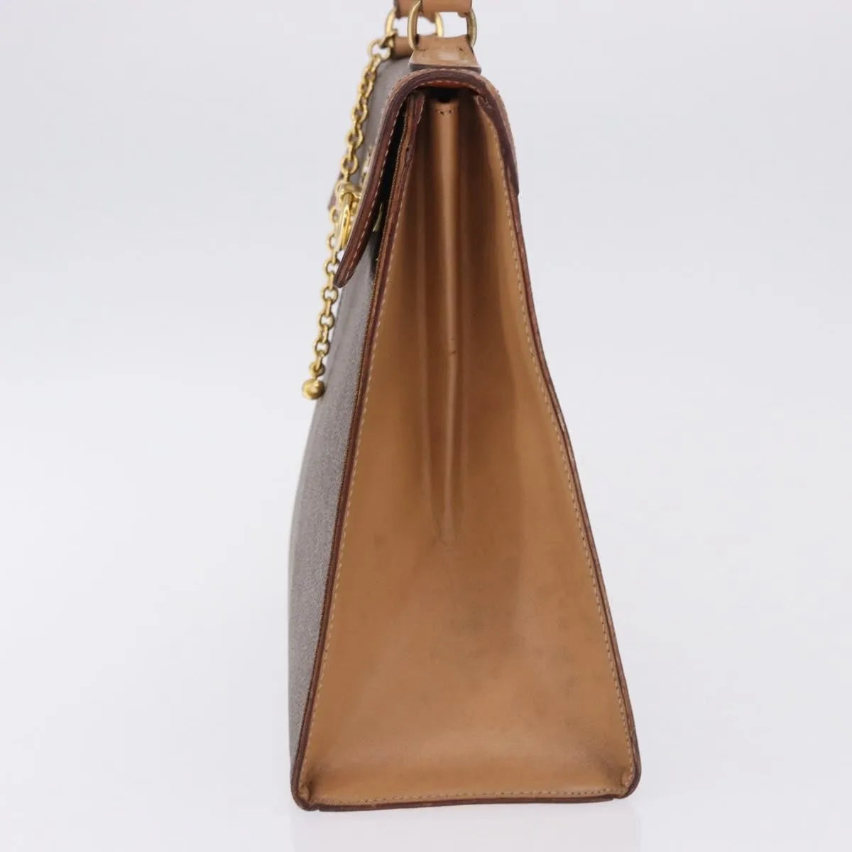 Celine Vintage Macadam Canvas and Leather, Brown, Canvas, Handbag