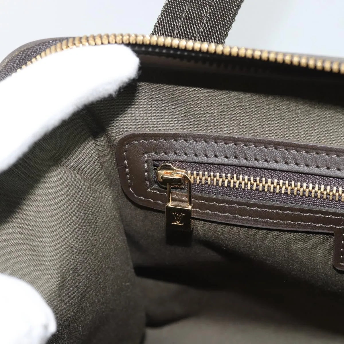 Louis Vuitton Joséphine Mini Lin, Khaki, Canvas, Handbag