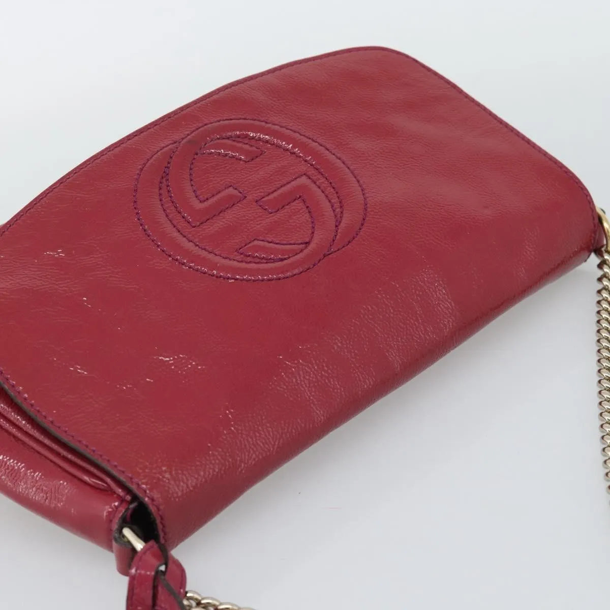Gucci Soho Chain Patent, Pink, Patent Leather, Shoulder Bag