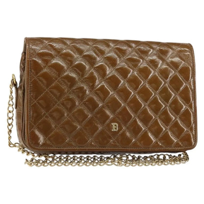 Bally Vintage Chain Quilted Patent leather, Brown, Patent Leather, Shoulder Bag
