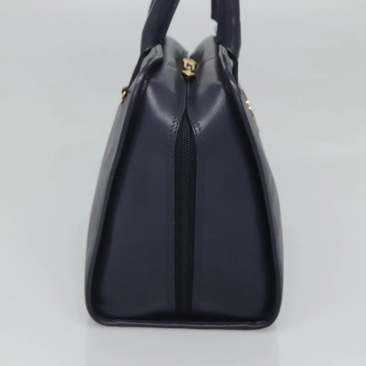 Celine Circle Logo Leather, Blue, Leather, Handbag