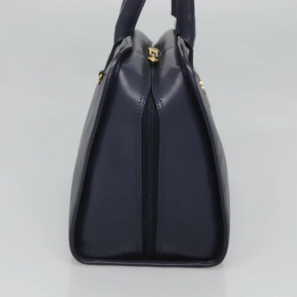 Celine Circle Logo Leather, Blue, Leather, Handbag