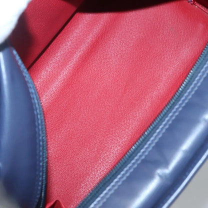 Celine Circle Logo Leather, Blue, Leather, Handbag
