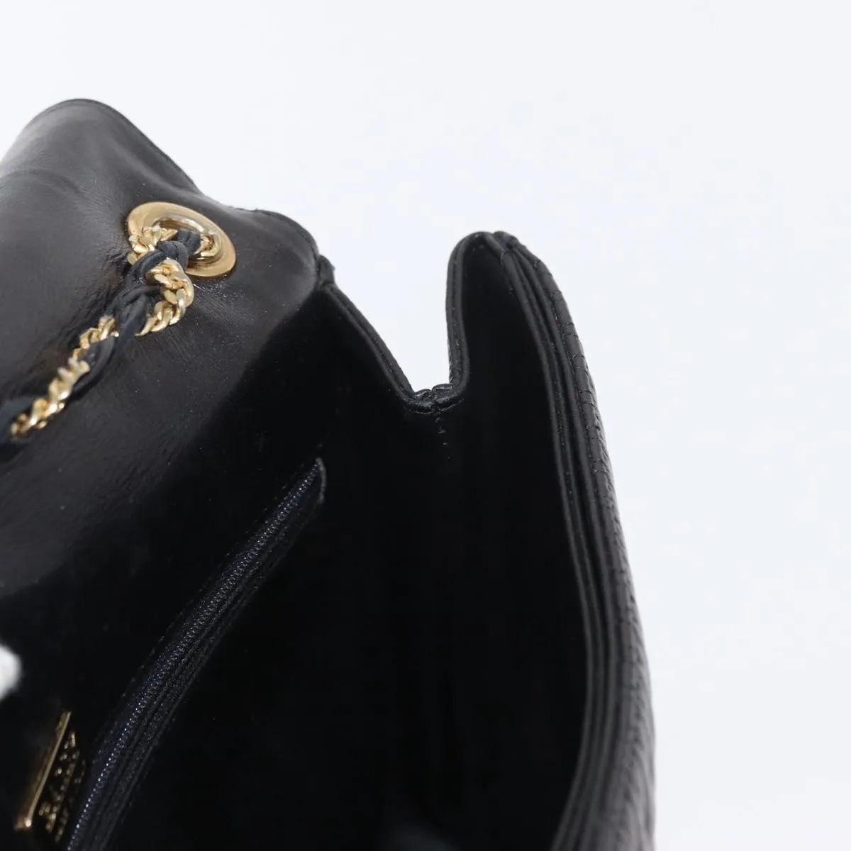 Bally Vintage Chain Quilted Leather, Black, Leather, Shoulder Bag