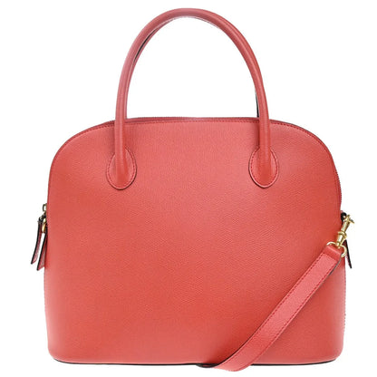 Celine Vintage Convertible Bowler Leather, Red, Leather, Handbag