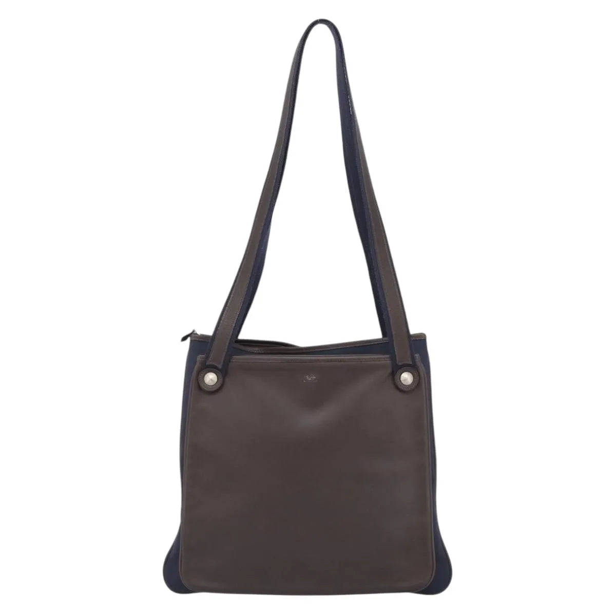 Hermes Mrs. Hippie Leather and Toile, Navy, Leather, Shoulder Bag