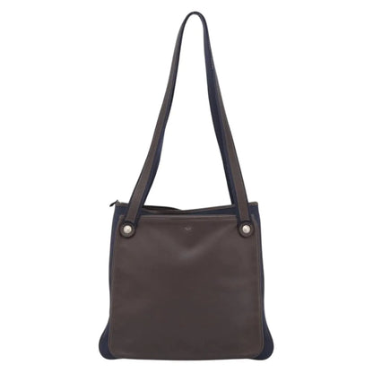 Hermes Mrs. Hippie Leather and Toile, Navy, Leather, Shoulder Bag