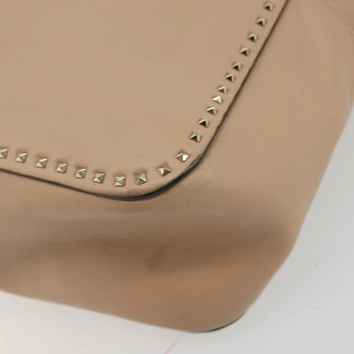 Valentino Garavani Convertible Zip Satchel Leather with Micro Rockstuds, Beige, Leather, Handbag
