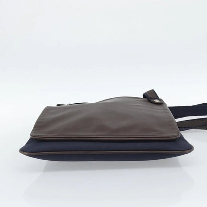 Hermes Mrs. Hippie Leather and Toile, Navy, Leather, Shoulder Bag