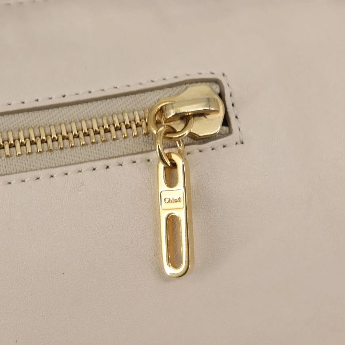 Chloe Vanessa Leather, Beige, Leather, Shoulder Bag