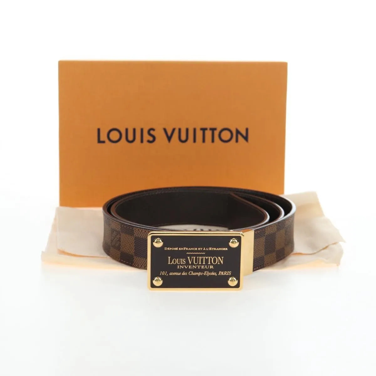 Louis Vuitton Inventeur Belt Damier Ebene, Brown, Canvas, Belt