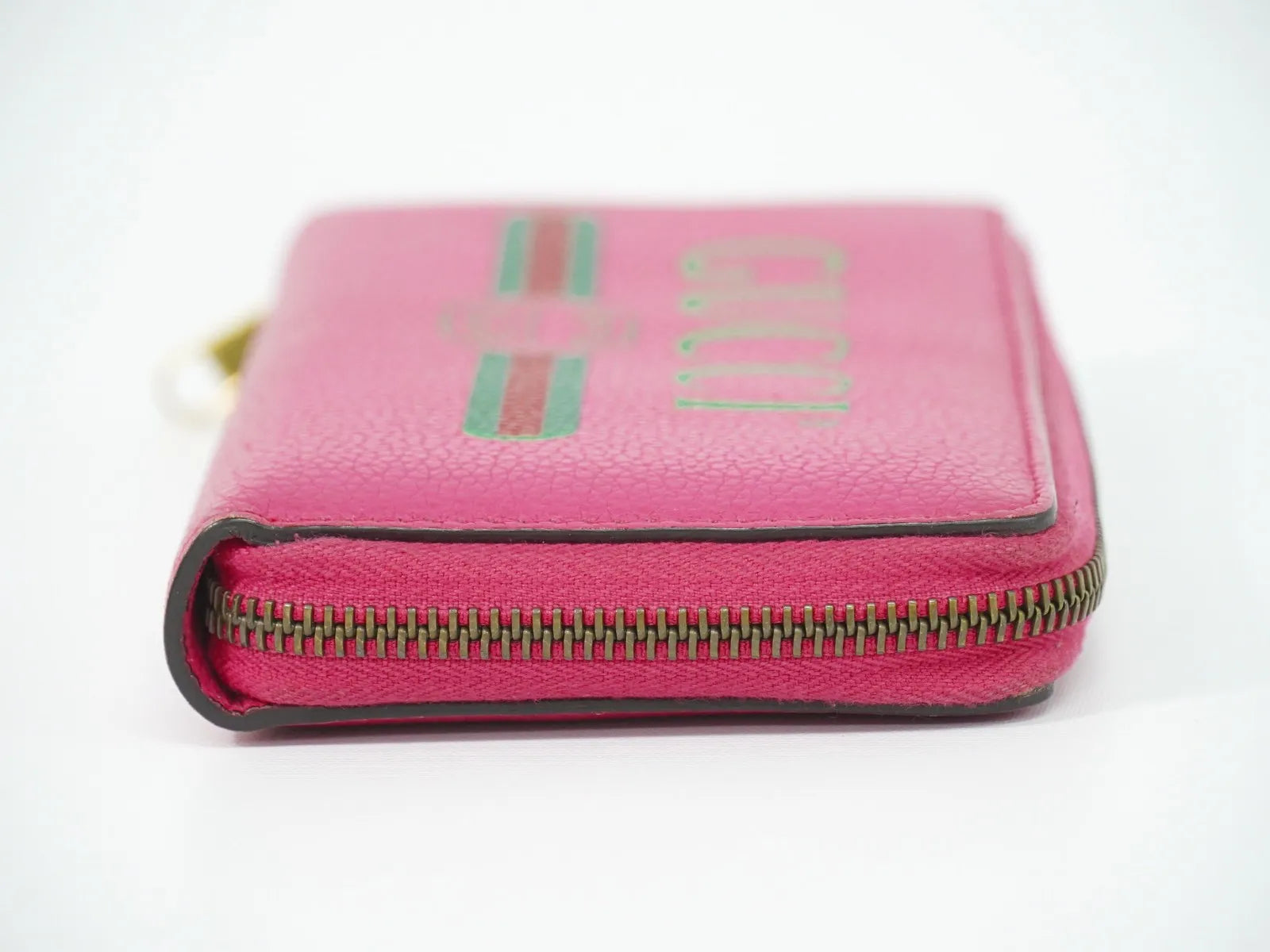 Gucci Vintage Logo Zip Around Leather, Pink, Leather, Wallet