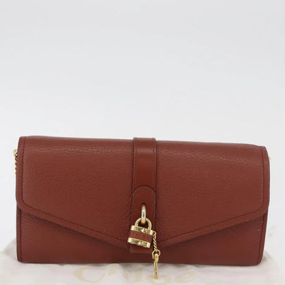 Chloe Aby Chain Leather, Brown, Leather, Shoulder Bag