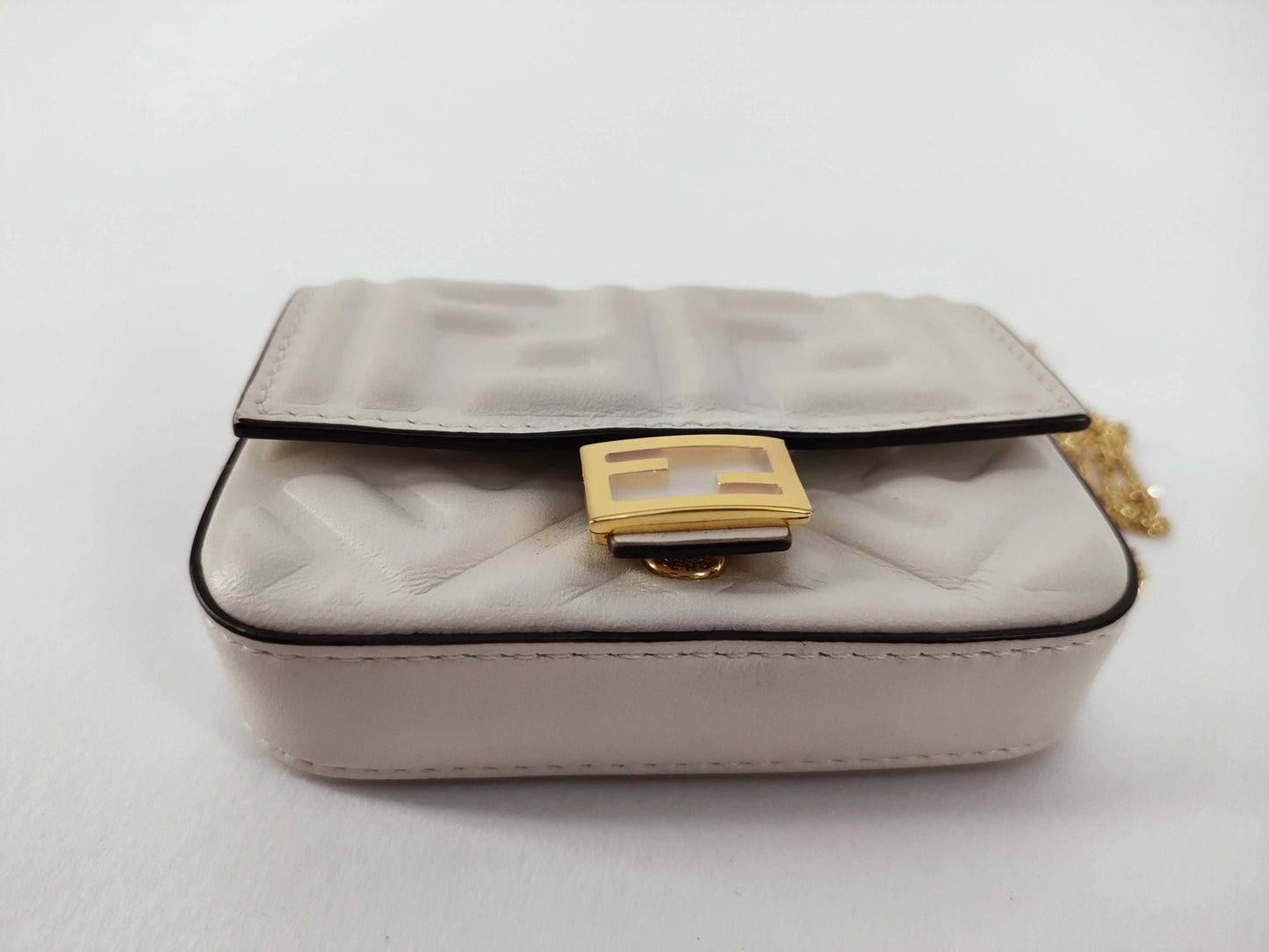 Fendi Baguette Bag Charm Leather, White, Leather, Clutch
