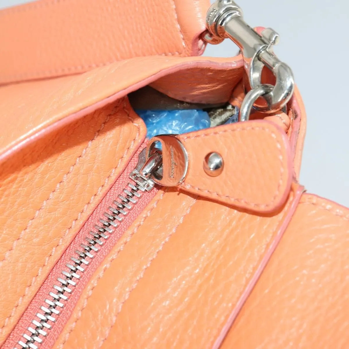 Salvatore Ferragamo Sofia Satchel Grainy Leather, Orange, Leather, Handbag