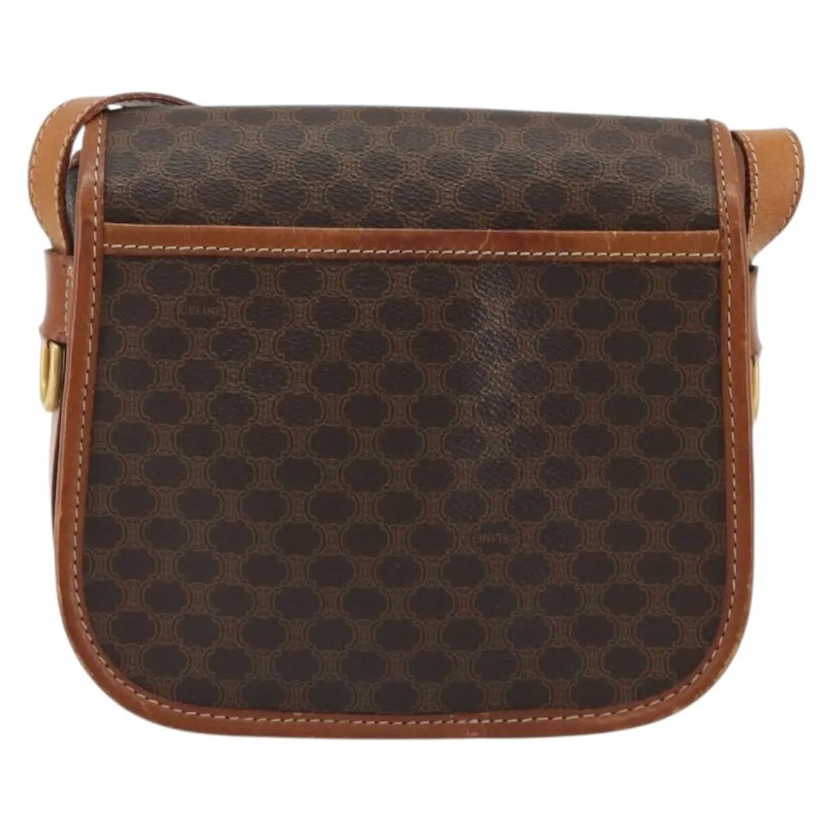 Celine Vintage Macadam Canvas and Leather, Brown, Canvas, Shoulder Bag