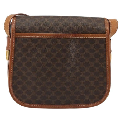Celine Vintage Macadam Canvas and Leather, Brown, Canvas, Shoulder Bag