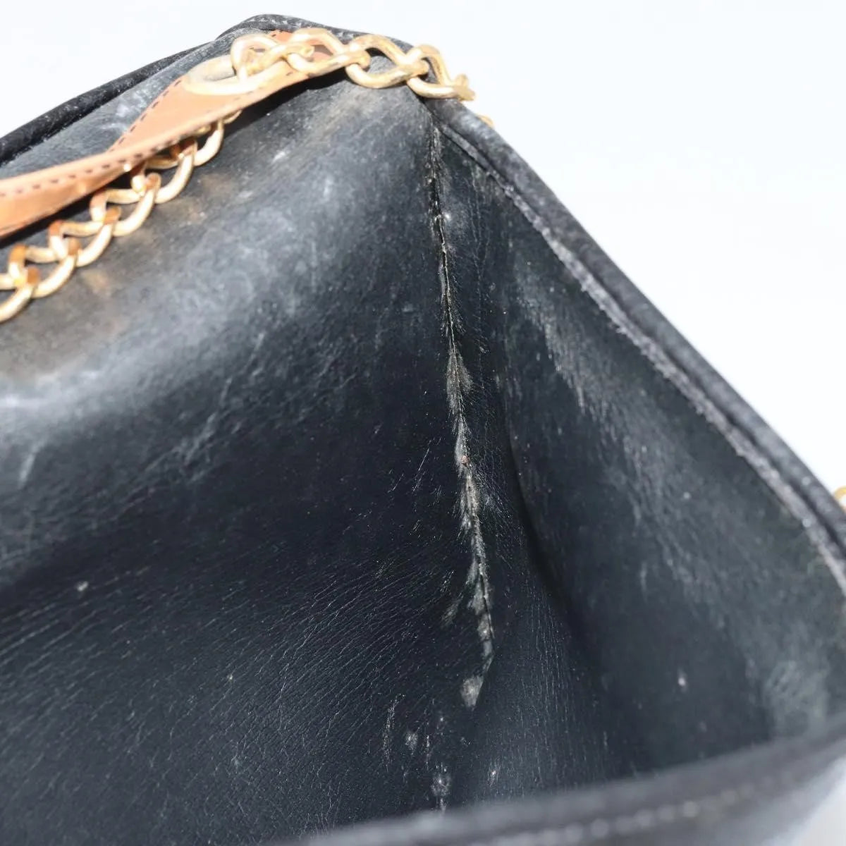 Christian Dior Vintage Chain Flap Leather, Black, Leather, Shoulder Bag