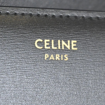 Celine Triomphe Trifold Leather, Black, Leather, Wallet