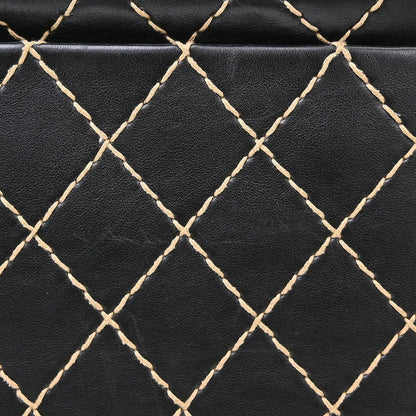 Chanel Surpique Zip Around Satchel Quilted Leather, Black, Leather, Handbag