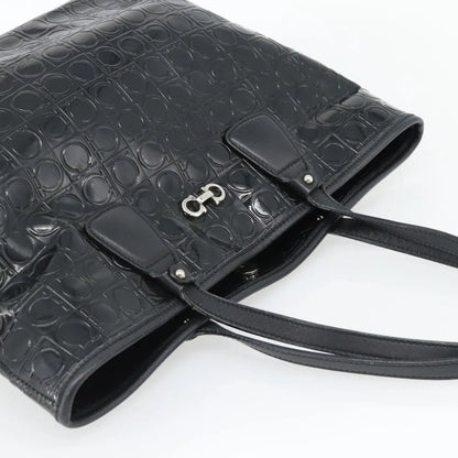 Salvatore Ferragamo Gancini Tote Patent leather, Black, Patent Leather, Tote Bag