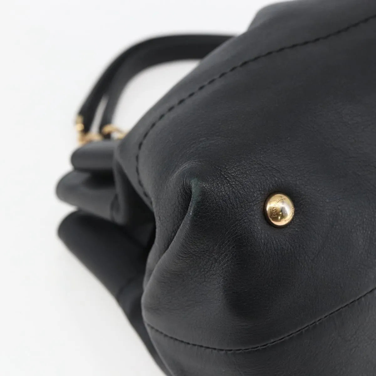 Salvatore Ferragamo W Chain Tote Leather, Black, Leather, Handbag