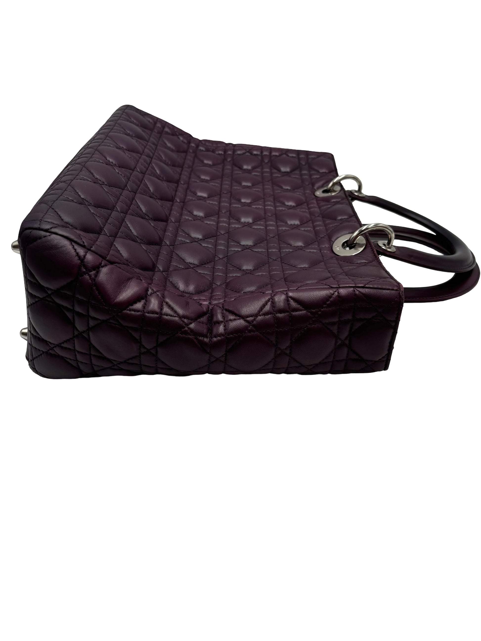 Christian Dior Lady Dior East-West Leather, Purple, Leather, Handbag