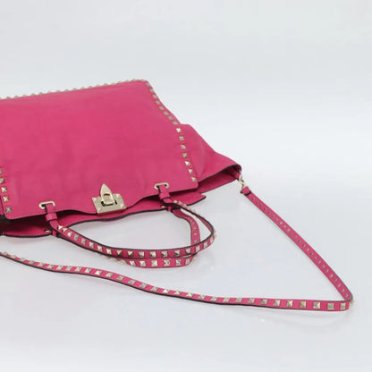 Valentino Garavani Rockstud Tote Textured Leather, Pink, Leather, Tote Bag