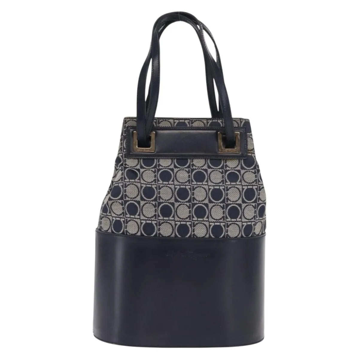 Salvatore Ferragamo Gancini Canvas and leather, Navy, Canvas, Shoulder Bag