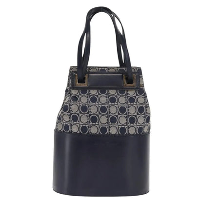 Salvatore Ferragamo Gancini Canvas and leather, Navy, Canvas, Shoulder Bag